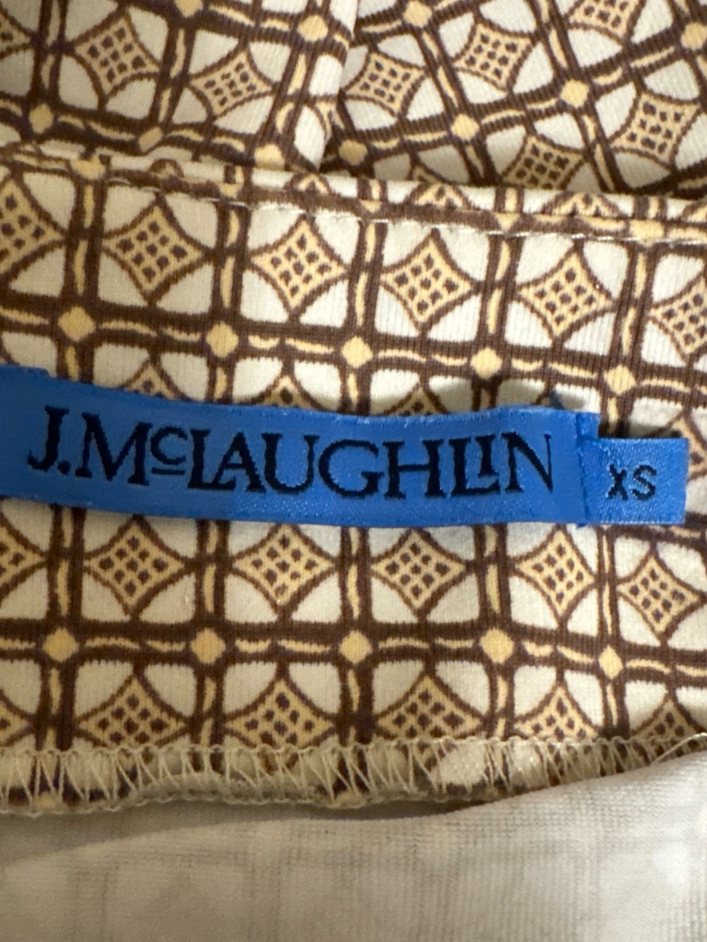 J. McLaughlin Cream and Brown Geometric Long-Sleeve Tee - Picture 4 of 6